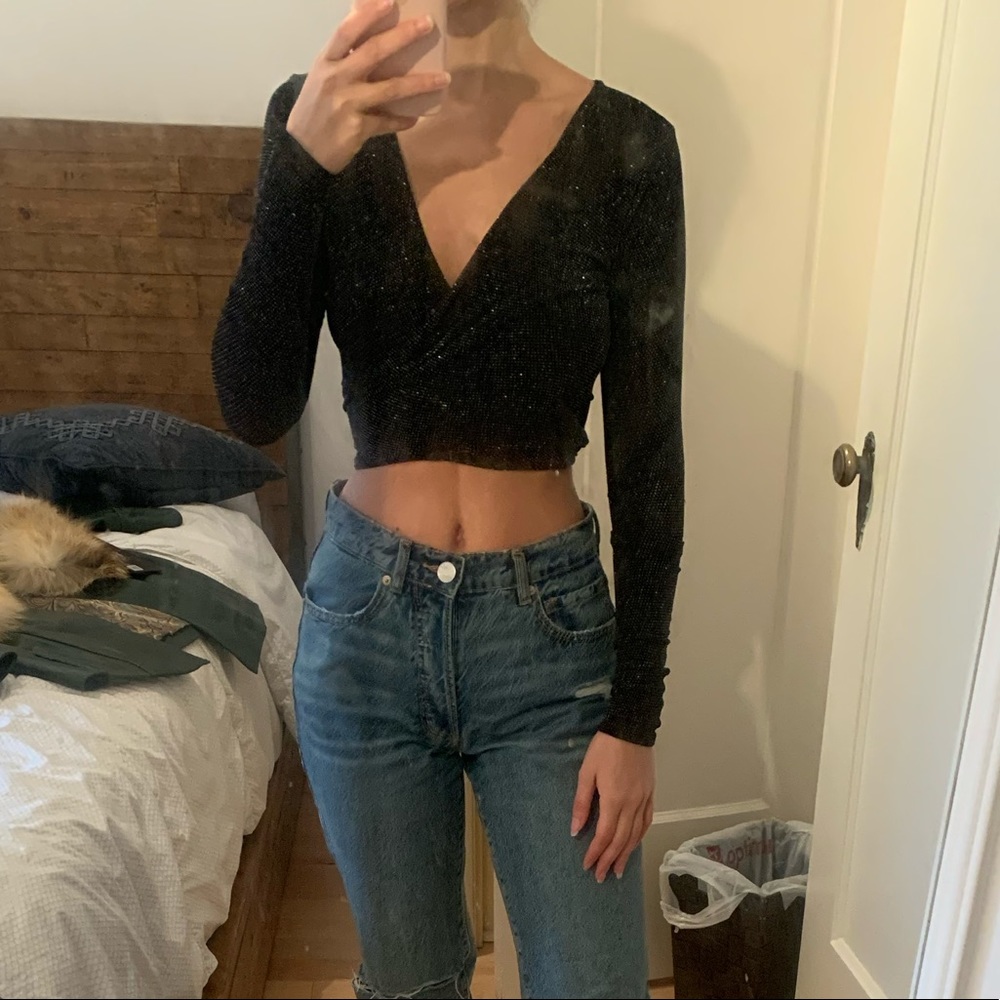 Pretty Little Thing sparkly wrap top